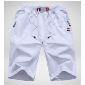 Men's Shorts Casual Classic Fit Drawstring Summer Beach Shorts With Elastic Waist And Pockets (Option: White-M)
