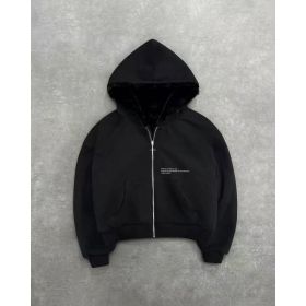 Hooded Hoodie Two Sides Can Wear Vintage Leopard Print Zipper Hoodie (Option: Black-S)