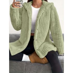 Hooded Loose Plush Coat Women's Regular Sleeve (Option: Green-S)