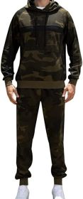 Men's Tracksuit 2 Piece Sweatsuits Full Zip Hooded Athletic Casual Outfits Jogging Sport Suits Jacket & Pants Set (Color: dark green, size: XXL)