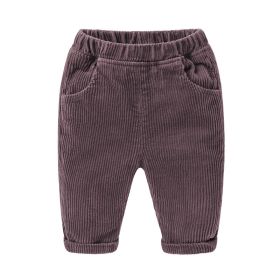 Kids Boys Corduroy Trousers Elasticated Waistband Solid Loose Sport Pants (size: 90CM)