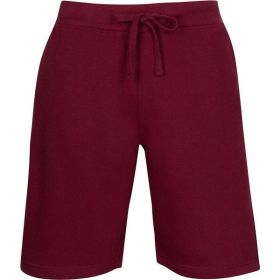 Fleece Sweat Shorts (Color: Burgundy, size: L)