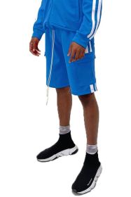 Two Stripe Cargo Pouch Shorts (Color: AQUA WHITE, size: 3XL)