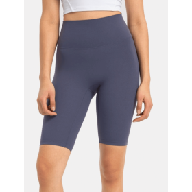 JupiterGear High-Rise Long Shorts (Color: Dusty Blue, size: 6)