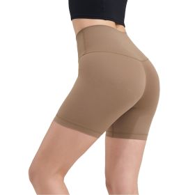 Women's High Waist Biker Shorts Tummy Control Pants Athletic Leggings Spandex Booty Shorts with 6.3In Inseam No Front Seam for Workout Yoga Runni (Color: Coffee, size: M)