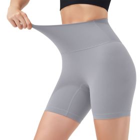 Women's High Waist Biker Shorts Tummy Control Pants Athletic Leggings Spandex Booty Shorts with 6.3In Inseam No Front Seam for Workout Yoga Runni (Color: Grey, size: S)
