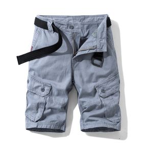 Solid Color Multi-pocket Cargo Shorts Men (Option: Grey-38)