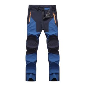 Outdoor Stretch Charging Men's Windproof Waterproof And Hard-wearing Breathable Quick-drying Pants (Option: Sapphire Blue-L)