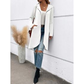 Personality Street Zip Hooded Long Velvet Lining Sweatshirt (Option: White-5XL)