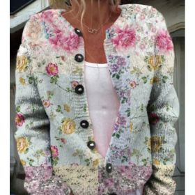3D Digital Printing Cardigan Knitted Coat (Option: Style4-M)