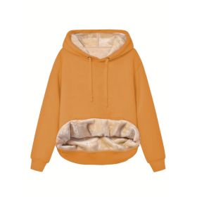 Warm Berber Fleece Pocket Hooded Sweatshirt Coat (Option: Yellow-M)