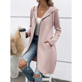 Personality Street Zip Hooded Long Velvet Lining Sweatshirt (Option: Lotus Root Color-XXL)