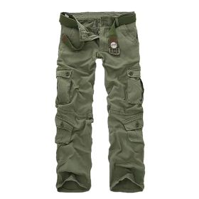 Three-dimensional Pocket Overalls Men's Multi-pocket (Option: Eight Pockets Grass Green-31)